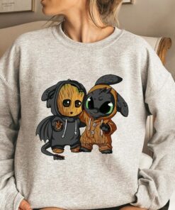Disney Toothless and Groot Cute Friends Unisex T-shirt, Disneyland Family Vacation, I'm Groot Sweatshirt Toddler, Halloween Matching