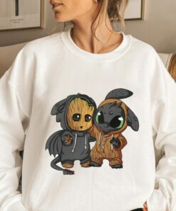 Disney Toothless and Groot Cute Friends Unisex T-shirt, Disneyland Family Vacation, I'm Groot Sweatshirt Toddler, Halloween Matching