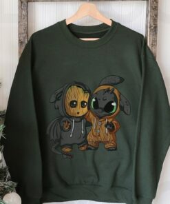 Disney Toothless and Groot Cute Friends Unisex T-shirt, Disneyland Family Vacation, I'm Groot Sweatshirt Toddler, Halloween Matching