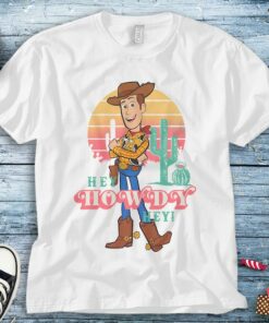Disney Toy Story 4 Woody Hey Howdy Hey Retro Portrait Unisex Tee Adult T-shirt Kid Shirt Long Sleeve Hoodie Sweatshirt Women's Tank