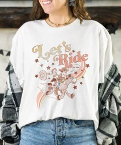 Disney Toy Story Jessie and Woody Let's Ride Gradient T-Shirt Disneyland Vacation Holiday Trip Unisex T-shirt Hoodie Sweatshirt