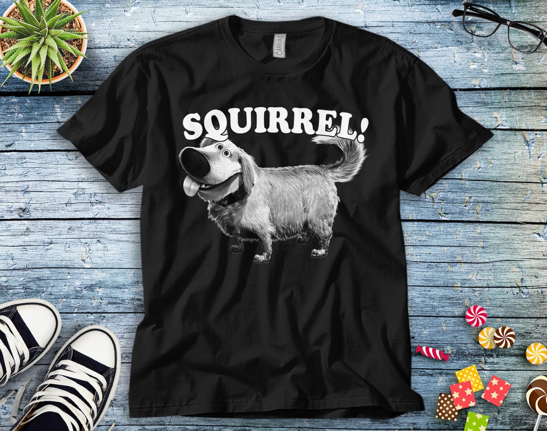 Disney Up Dug Squirrel Graphic T-Shirt Unisex Tee Adult T-shirt Kid Shirt Long Sleeve Hoodie Sweatshirt Women's Tank