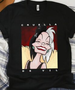 Disney Villains 101 Dalmatians Cruella De Vil Comic Poster Shirt, Unisex T-shirt Family Birthday Gift Adult Kid Toddler Comfort Colors Tee