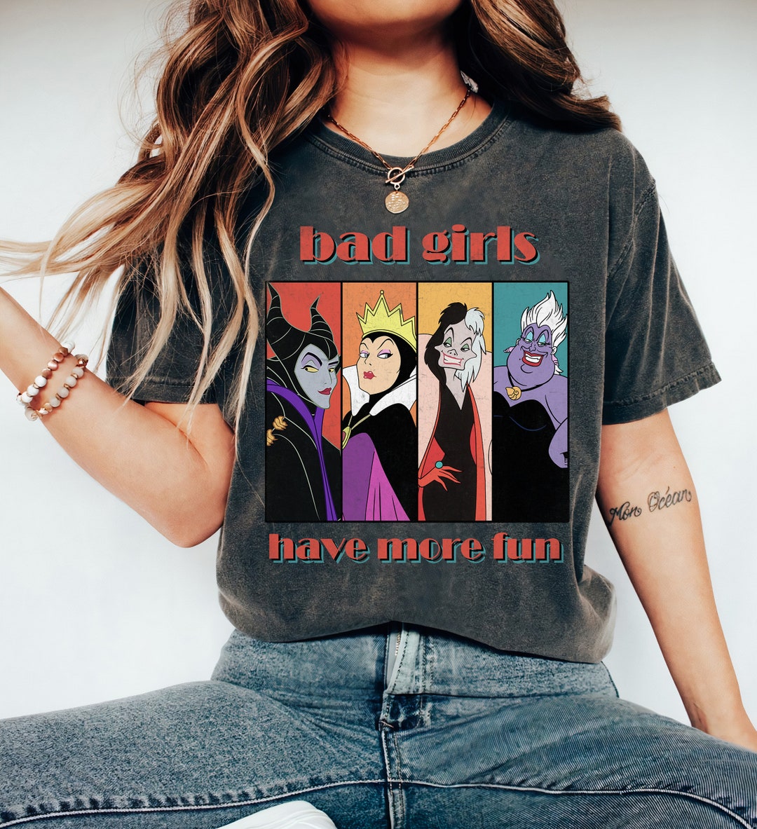 Disney Villains Bad Girls Have More Fun Ursula Evil Queen Cruella Maleficent, Disneyland Family Vacation Gift Unisex T-shirt Kid Shirt