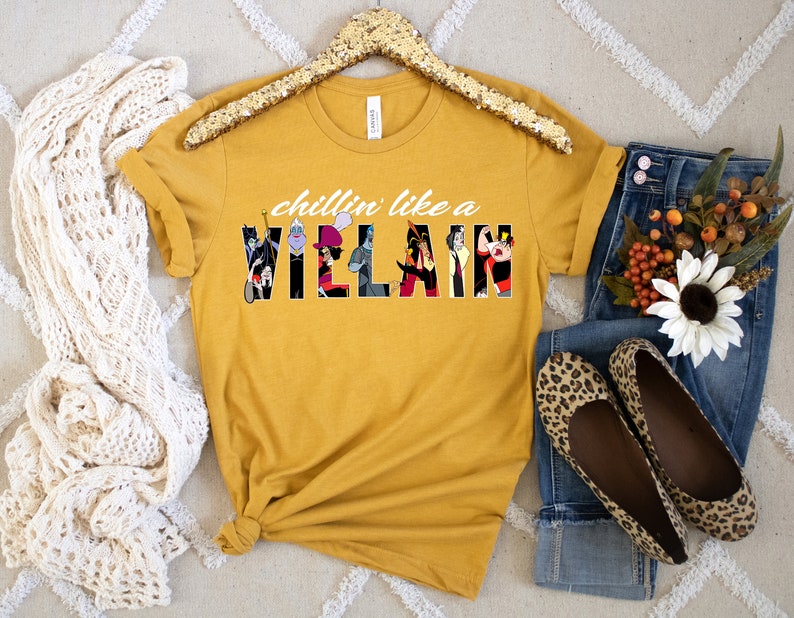 Disney Villains Chillin Like A Villain Vintage T-Shirt, Magic Kingdom, Disneyland Family Trip Vacation 2022 Gift Unisex T-shirt Kid