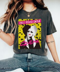 Disney Villains Cruella Hello Cruell World Ransom Stencil Art T-shirt, Disneyland Family Trip Vacation Gift Unisex Adult T-shirt Kid Shirt