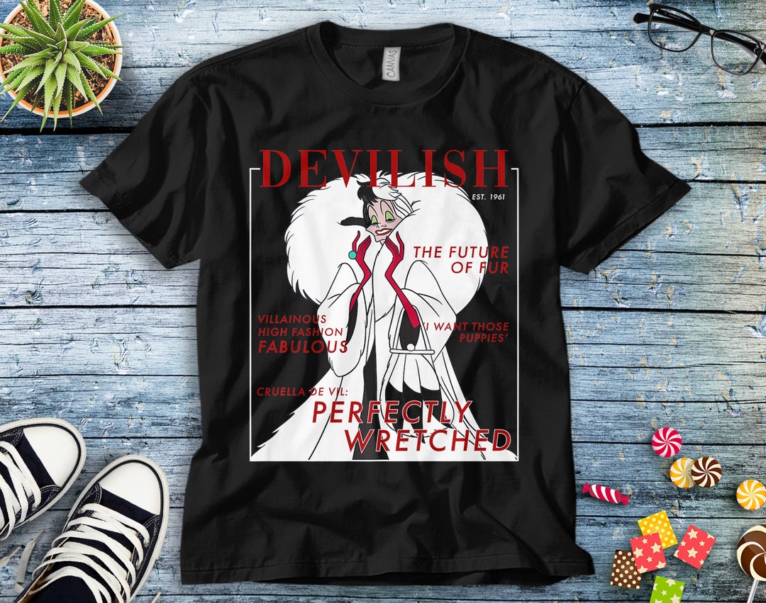 Disney Villains Cruella Magazine Cover Shirt Unisex Tee Adult T-shirt Kid Shirt Long Sleeve Hoodie Sweatshirt Women's Tank