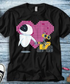 Disney Wall-E and Eve Geometric Heart T-Shirt Unisex Tee Adult T-shirt Kid Shirt Long Sleeve Hoodie Sweatshirt Women's Tank