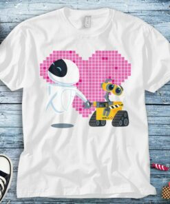 Disney Wall-E and Eve Geometric Heart T-Shirt Unisex Tee Adult T-shirt Kid Shirt Long Sleeve Hoodie Sweatshirt Women's Tank