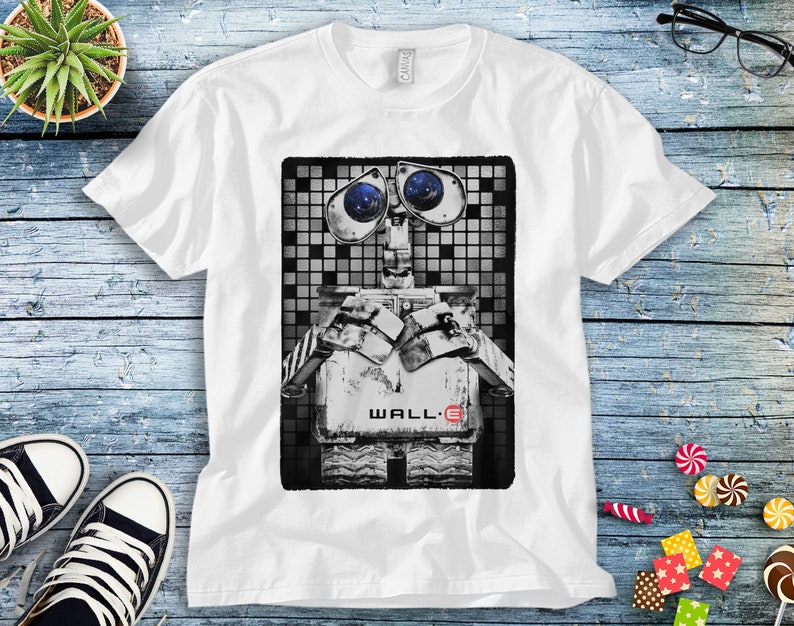 Disney Wall-E and Eve Tile Portrait Graphic Unisex Tee Adult T-shirt Kid Shirt Long Sleeve Hoodie Sweatshirt Women's Tank