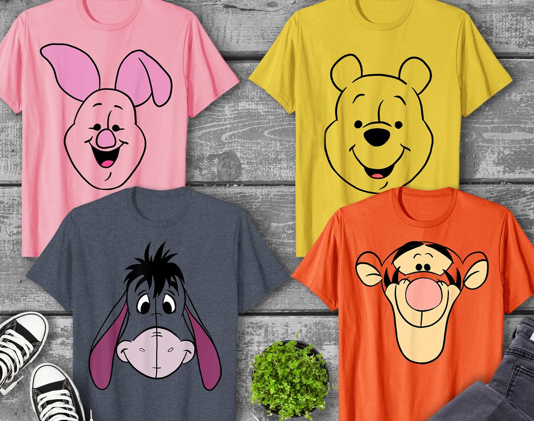 Disney Winnie The Pooh Tigger Eeyore Pooh Piglet Large Face Smiling Face Unisex Tee Adult T-shirt Kid Shirt Long Sleeve Women's Tank