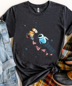 Disney and Pixar’s Wall-E and Eve Hearts Through Space Shirt, Magic Kingdom Trip Unisex T-shirt Family Birthday Gift Adult Kid Toddler Tee
