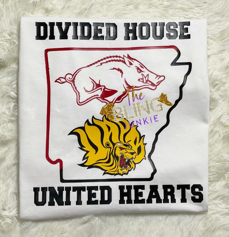 Divided House United Hearts Team T-Shirt, Uapb T-Shirt, Razorback T-Shirt, Golden Lions, Arkansas Razorbacks College Team Shirt, Sweatshirt, Hoodie