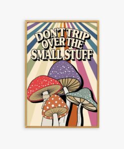 Don't Trip Over The Small Stuff Groovy Mushroom Psychedelic 70s Poster Wall Art Print Canvas