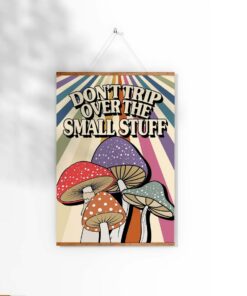 Don't Trip Over The Small Stuff Groovy Mushroom Psychedelic 70s Poster Wall Art Print Canvas