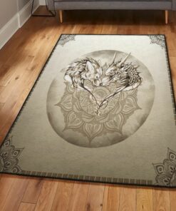 Dragon Area RuFor Living Room, Dragon And Wolf Rug, Dragon Area Rug, Dragon Themed Rugs, Gift For Dragon Lovers, Personalized Rug, Carpet For Living Room, Bedding Room Home Decor DG121