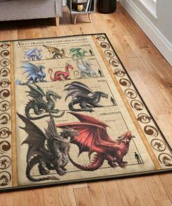 Dragon Area RuFor Living Room, Dragon Types By Size Rug, Dragon Area Rug, Dragon Themed Rugs, Gift For Dragon Lovers, Personalized Rug, Carpet For Living Room, Bedding Room Home Decor DG122
