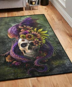 Dragon Cool Rugs, Skull Dragon Rug, Dragon Area Rug, Dragon Themed Rugs, Gift For Dragon Lovers, Personalized Rug, Carpet For Living Room, Bedding Room Home Decor DG04