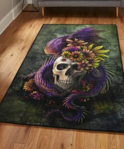 Dragon Cool Rugs, Skull Dragon Rug, Dragon Area Rug, Dragon Themed Rugs, Gift For Dragon Lovers, Personalized Rug, Carpet For Living Room, Bedding Room Home Decor DG04