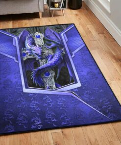 Dragon Dining Room Rug, Blue Dragon Rug, Dragon Area Rug, Dragon Themed Rugs, Gift For Dragon Lovers, Personalized Rug, Carpet For Living Room, Bedding Room Home Decor DG24