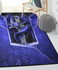 Dragon Dining Room Rug, Blue Dragon Rug, Dragon Area Rug, Dragon Themed Rugs, Gift For Dragon Lovers, Personalized Rug, Carpet For Living Room, Bedding Room Home Decor DG24