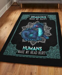 Dragon Dining Room Rug, Dragon Make My Happy Rug, Dragon Area Rug, Dragon Themed Rugs, Gift For Dragon Lovers, Personalized Rug, Carpet For Living Room, Bedding Room Home Decor DG64