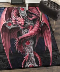 Dragon Dining Room Rug, Dragon Rug, Dragon Area Rug, Dragon Themed Rugs, Gift For Dragon Lovers, Personalized Rug, Carpet For Living Room, Bedding Room Home Decor DG26