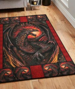Dragon Indoor Outdoor Carpet, Red Dragon Rug, Dragon Area Rug, Dragon Themed Rugs, Gift For Dragon Lovers, Personalized Rug, Carpet For Living Room, Bedding Room Home Decor DG62
