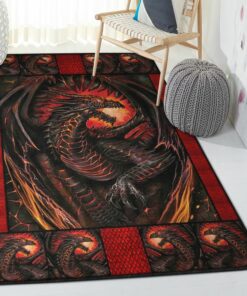 Dragon Indoor Outdoor Carpet, Red Dragon Rug, Dragon Area Rug, Dragon Themed Rugs, Gift For Dragon Lovers, Personalized Rug, Carpet For Living Room, Bedding Room Home Decor DG62