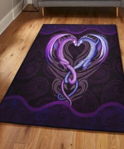 Dragon Indoor Outdoor Rugs, Loving Purple Dragon Rug, Dragon Area Rug, Dragon Themed Rugs, Gift For Dragon Lovers, Personalized Rug, Carpet For Living Room, Bedding Room Home Decor DG86