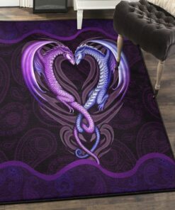 Dragon Indoor Outdoor Rugs, Loving Purple Dragon Rug, Dragon Area Rug, Dragon Themed Rugs, Gift For Dragon Lovers, Personalized Rug, Carpet For Living Room, Bedding Room Home Decor DG86