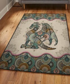 Dragon Indoor Outdoor Rugs, Mandala Dragon Rug, Dragon Area Rug, Dragon Themed Rugs, Gift For Dragon Lovers, Personalized Rug, Carpet For Living Room, Bedding Room Home Decor DG61