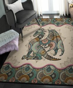 Dragon Indoor Outdoor Rugs, Mandala Dragon Rug, Dragon Area Rug, Dragon Themed Rugs, Gift For Dragon Lovers, Personalized Rug, Carpet For Living Room, Bedding Room Home Decor DG61