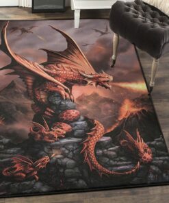 Dragon Large Living Room Rugs, Fire Dragon Rug, Dragon Area Rug, Dragon Themed Rugs, Gift For Dragon Lovers, Personalized Rug, Carpet For Living Room, Bedding Room Home Decor DG57