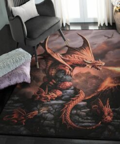 Dragon Large Living Room Rugs, Fire Dragon Rug, Dragon Area Rug, Dragon Themed Rugs, Gift For Dragon Lovers, Personalized Rug, Carpet For Living Room, Bedding Room Home Decor DG57