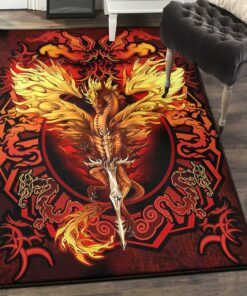 Dragon Living Room Rugs, Dragon Rug, Dragon Area Rug, Dragon Themed Rugs, Gift For Dragon Lovers, Personalized Rug, Carpet For Living Room, Bedding Room Home Decor DG14