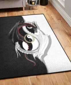 Dragon Modern Area Rugs, Dragon Yin And Yang Rug, Dragon Area Rug, Dragon Themed Rugs, Gift For Dragon Lovers, Personalized Rug, Carpet For Living Room, Bedding Room Home Decor DG31
