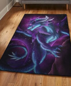 Dragon Modern Area Rugs, Magical Purple Dragon Rug, Dragon Area Rug, Dragon Themed Rugs, Gift For Dragon Lovers, Personalized Rug, Carpet For Living Room, Bedding Room Home Decor DG87