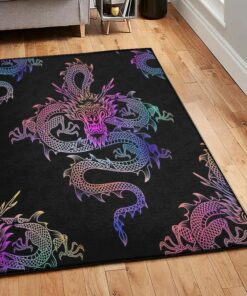 Dragon Washable Area Rugs, Rainbow Chinese Dragon Rug, Dragon Area Rug, Dragon Themed Rugs, Gift For Dragon Lovers, Personalized Rug, Carpet For Living Room, Bedding Room Home Decor DG85