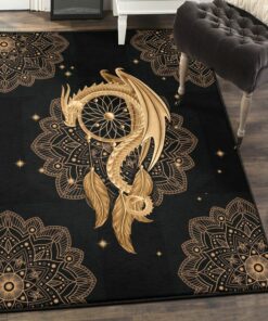 Dreamcatcher Large Living Room Rugs, Dreamcatcher Dragon Rug, Dragon Area Rug, Dragon Themed Rugs, Gift For Dragon Lovers, Personalized Rug, Carpet For Living Room, Bedding Room Home Decor DG100