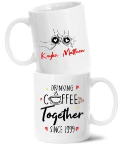 Drinking Coffee Together Mug, Personalized Couple Mug, Custom Valentines Day Mug For Fiance, Custom Couple Coffee Mug, Mr And Mrs Mug, Wife And Husband Gifts, Lover Cup