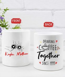 Drinking Coffee Together Mug, Personalized Couple Mug, Custom Valentines Day Mug For Fiance, Custom Couple Coffee Mug, Mr And Mrs Mug, Wife And Husband Gifts, Lover Cup