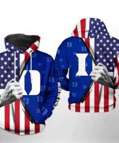 Duke Blue Devils Flag American My Heart 3D All Over Print Zip Hoodie Gifts For Ncaa Fans