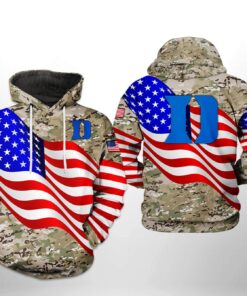 Duke Blue Devils Ncaa Us Flag Camo Veteran 3D All Over Print Hoodie, Zip-Up Hoodie