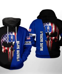 Duke Blue Devils Ncaa Us Flag Skull 3D All Over Print Hoodie, Zip-Up Hoodie