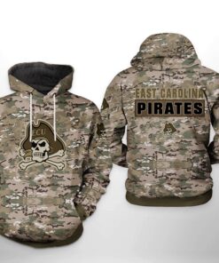 East Carolina Pirates Ncaa Camo Veteran 3D All Over Print Hoodie, Zip-Up Hoodie