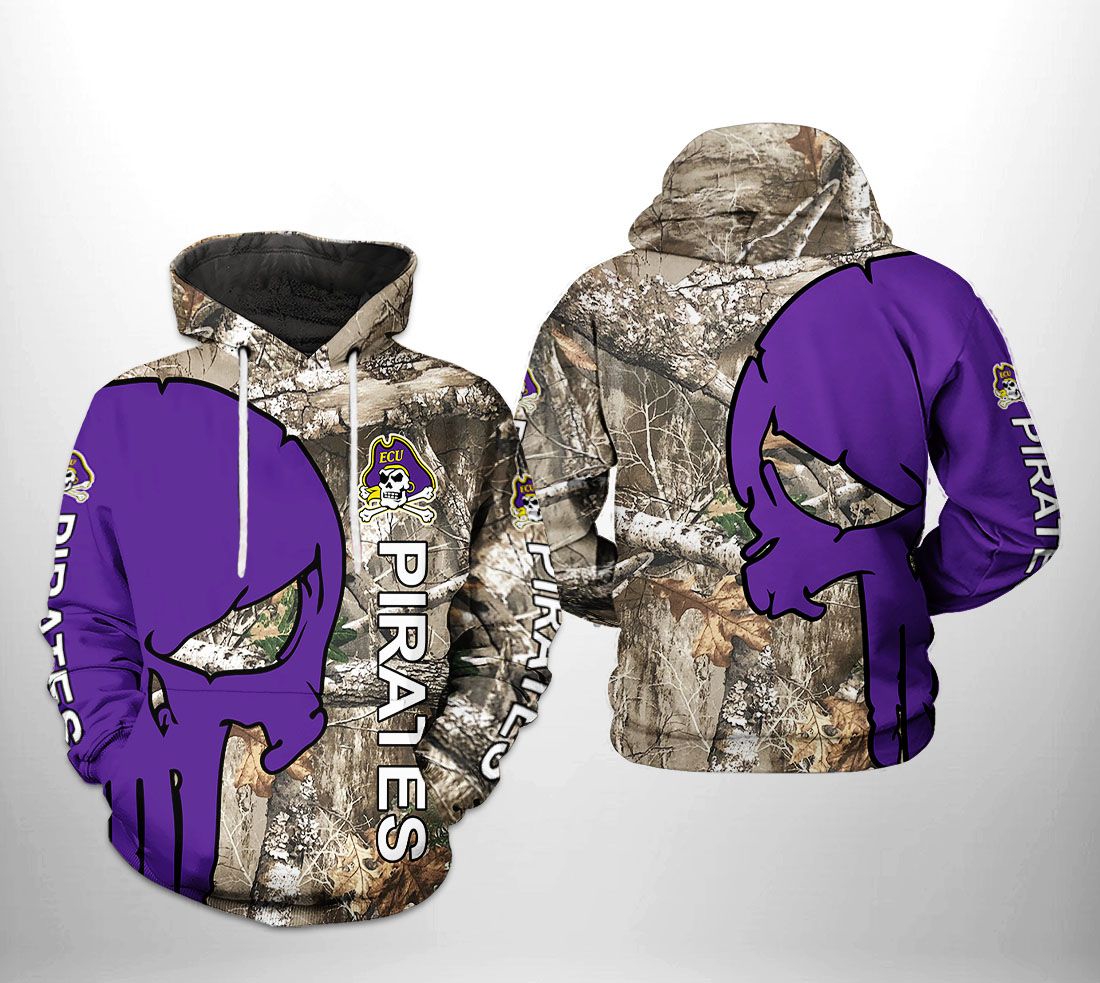 East Carolina Pirates Ncaa Camo Veteran Hunting 3D All Over Print Hoodie, Zip-Up Hoodie