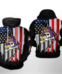 East Carolina Pirates Ncaa Us Flag 3D All Over Print Hoodie, Zip-Up Hoodie