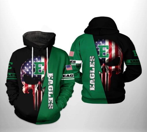 Eastern Michigan Eagles Ncaa Us Flag Skull 3D All Over Print Hoodie, Zip-Up Hoodie