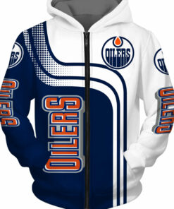 Edmonton Oilers Hoodies 3D Long Sleeve Zip Up Hoodie Gifts for Fans